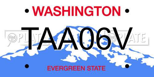 TAA06V Washington License Plate