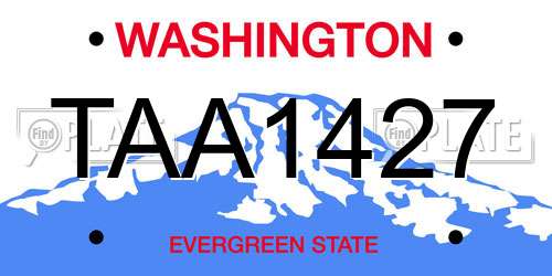 TAA1427 Washington License Plate