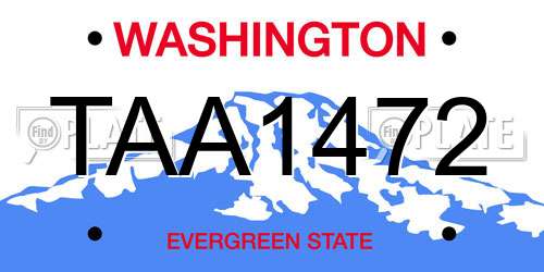 TAA1472 Washington License Plate