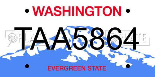 TAA5864 Washington License Plate