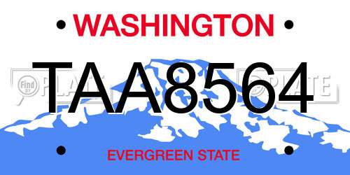 TAA8564 Washington License Plate