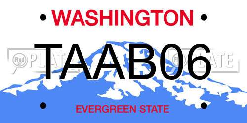 TAAB06 Washington License Plate