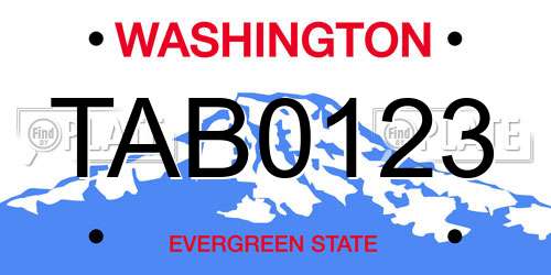TAB0123 Washington License Plate