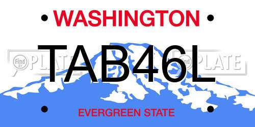 TAB46L Washington License Plate