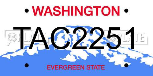 TAC2251 Washington License Plate