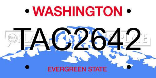 TAC2642 Washington License Plate