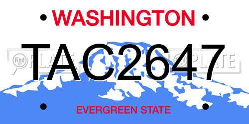 TAC2647 Washington License Plate