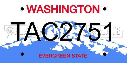 TAC2751 Washington License Plate