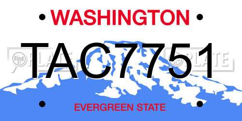 TAC7751 Washington License Plate