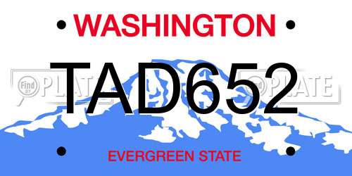 TAD652 Washington License Plate