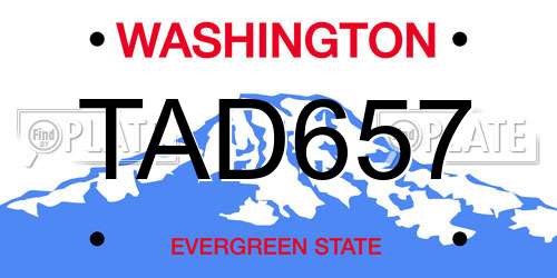 TAD657 Washington License Plate