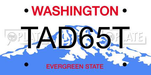 TAD65T Washington License Plate