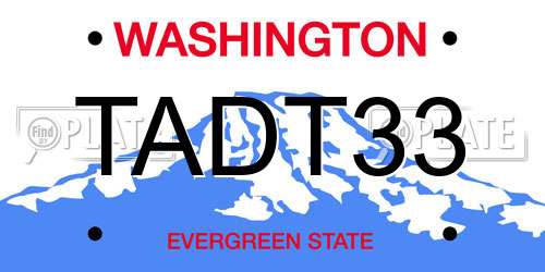 TADT33 Washington License Plate