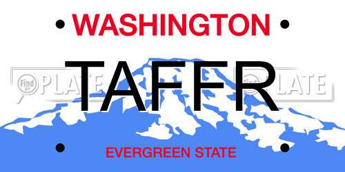 TAFFR Washington License Plate