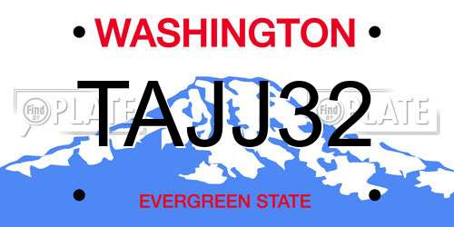 TAJJ32 Washington License Plate