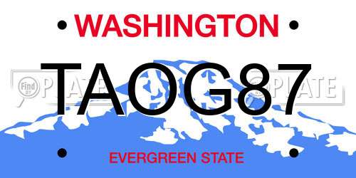 TAOG87 Washington License Plate
