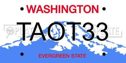 TAOT33 Washington License Plate