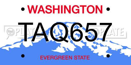 TAQ657 Washington License Plate