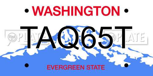 TAQ65T Washington License Plate