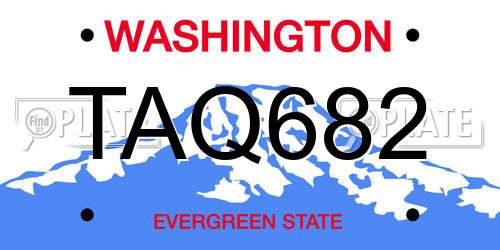 TAQ682 Washington License Plate