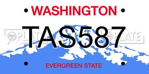 TAS587 Washington License Plate