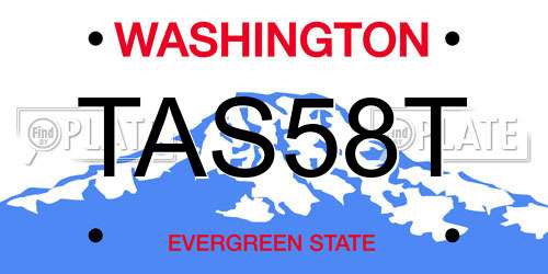 TAS58T Washington License Plate