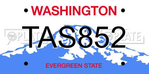 TAS852 Washington License Plate