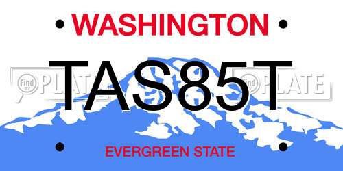 TAS85T Washington License Plate