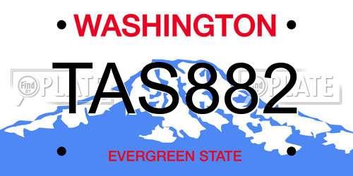 TAS882 Washington License Plate
