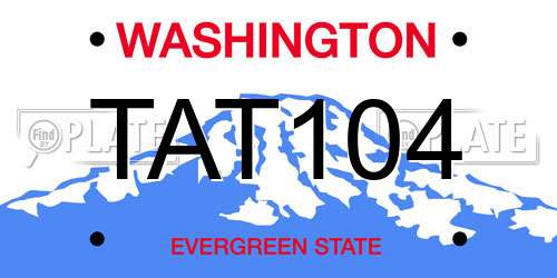TAT104 Washington License Plate