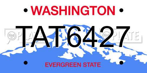 TAT6427 Washington License Plate