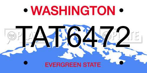 TAT6472 Washington License Plate