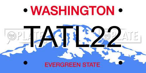 TATL22 Washington License Plate