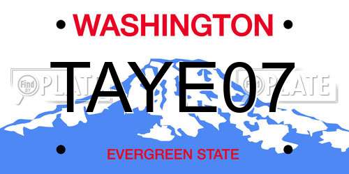 TAYE07 Washington License Plate