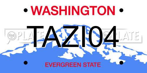 TAZI04 Washington License Plate