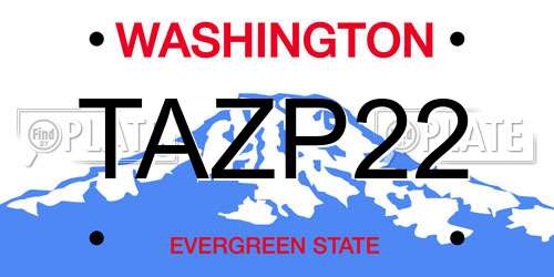TAZP22 Washington License Plate