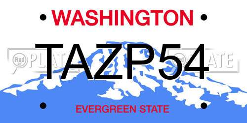 TAZP54 Washington License Plate