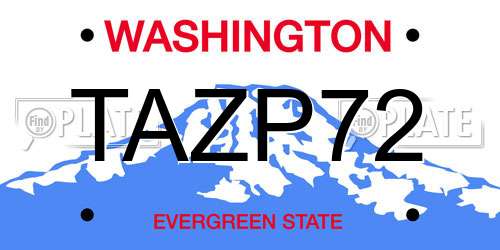 TAZP72 Washington License Plate