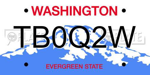 TB0Q2W Washington License Plate