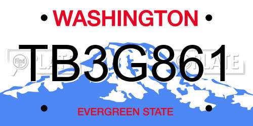 TB3G861 Washington License Plate