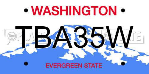 TBA35W Washington License Plate