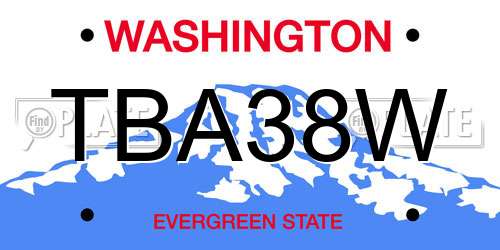TBA38W Washington License Plate