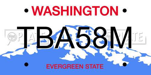 TBA58M Washington License Plate