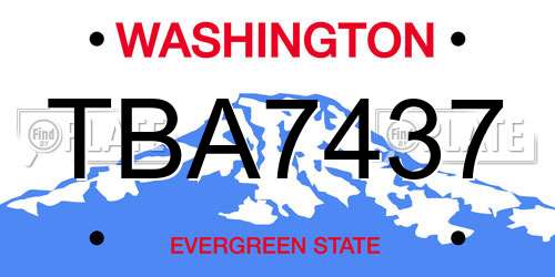 TBA7437 Washington License Plate