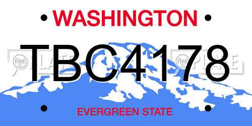 TBC4178 Washington License Plate