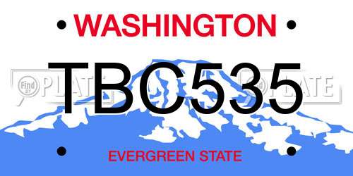 TBC535 Washington License Plate