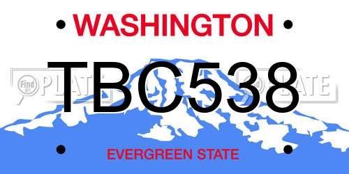 TBC538 Washington License Plate