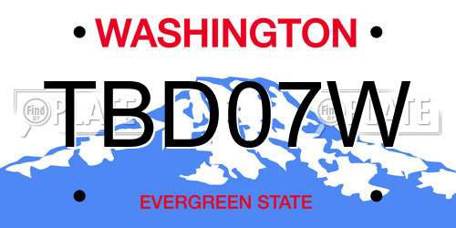 TBD07W Washington License Plate