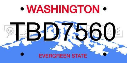 TBD7560 Washington License Plate