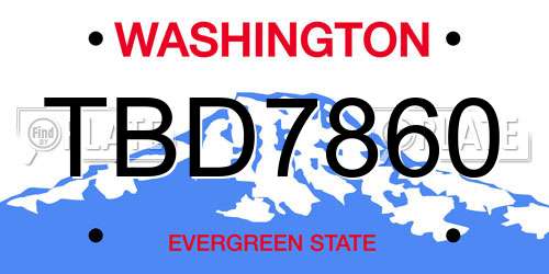 TBD7860 Washington License Plate